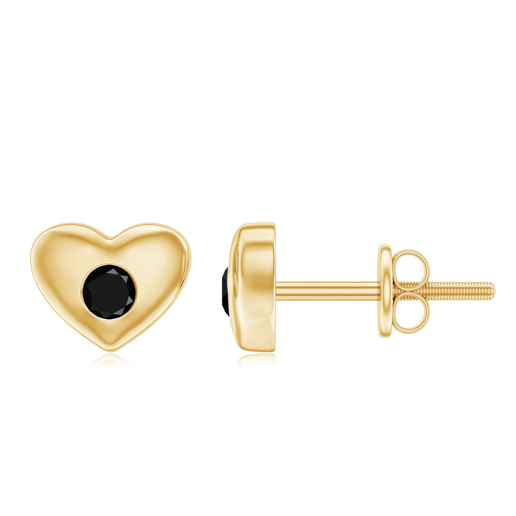 Gypsy Set Black Onyx Heart Stud Earrings For Women