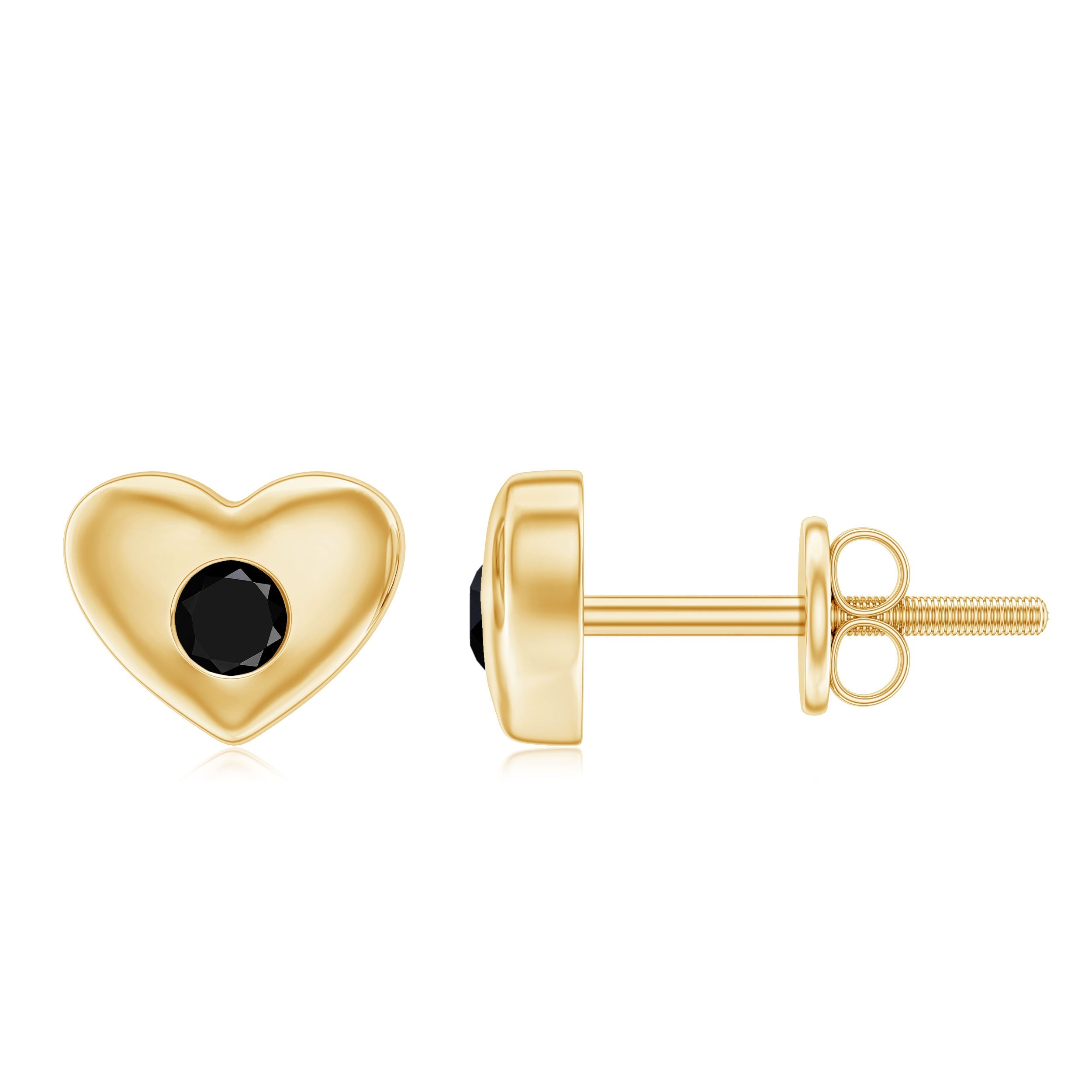 Gypsy Set Black Onyx Heart Stud Earrings For Women