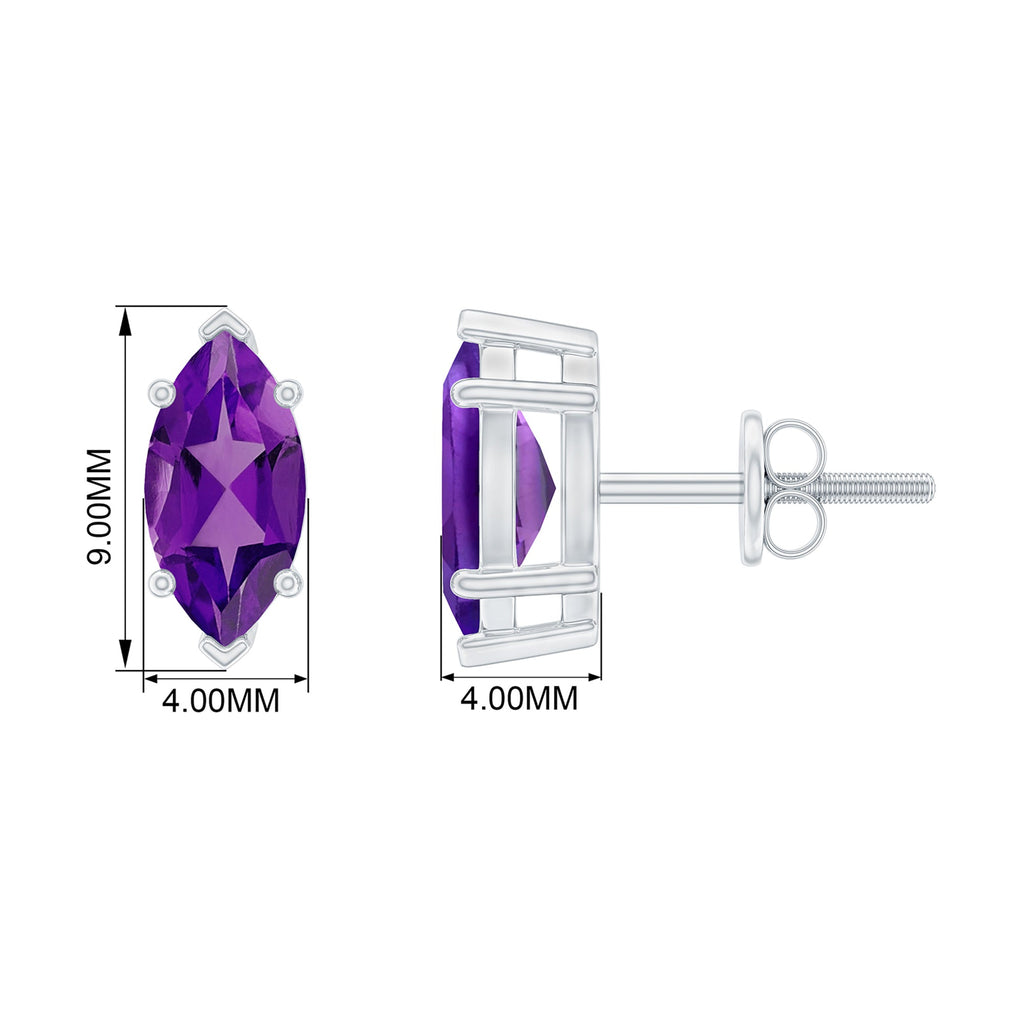 1.48 Carat Marquise Cut Amethyst Solitaire Stud Earrings