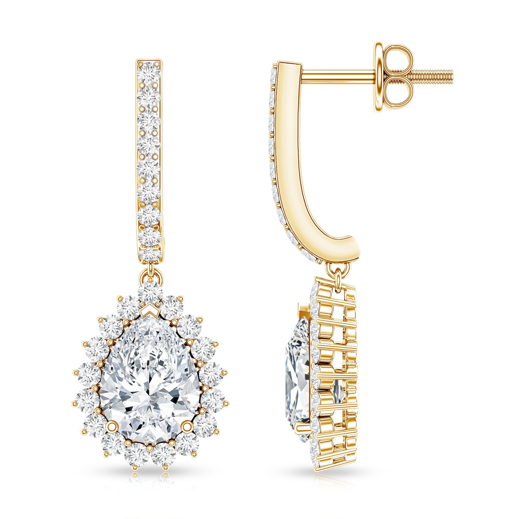 Certified Zircon Teardrop Bridal Hoop Drop Earrings