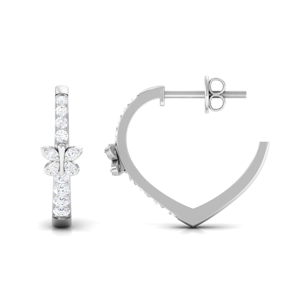Certified Diamond Butterfly Hoop Earrings