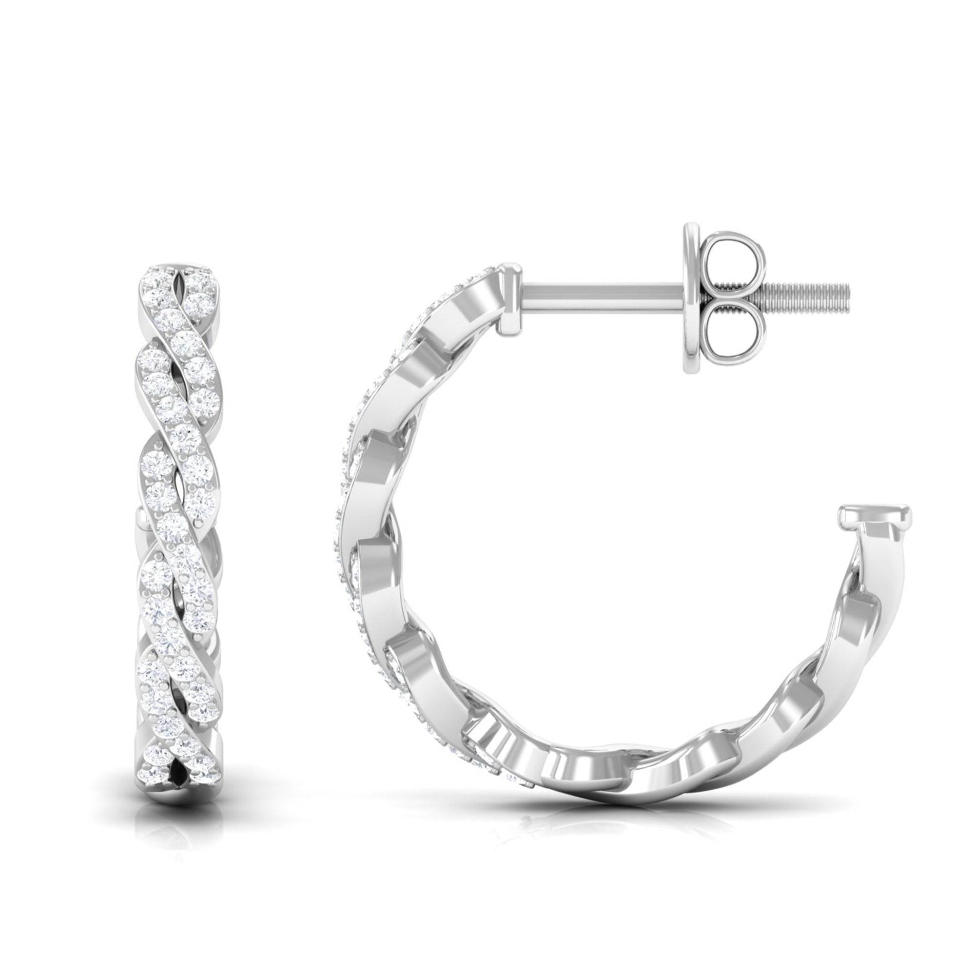 Natural Diamond Infinity Hoop Earrings with Authenticity Certificate