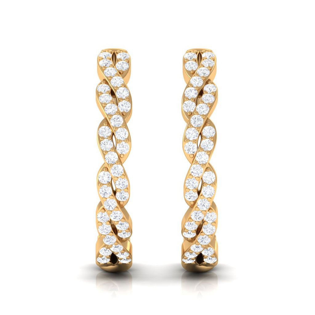 Natural Diamond Infinity Hoop Earrings with Authenticity Certificate