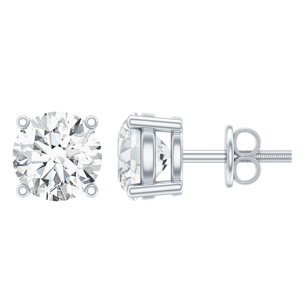 Solitaire 1.9 Carat Lab Grown Diamond Stud Earrings with Screw Back