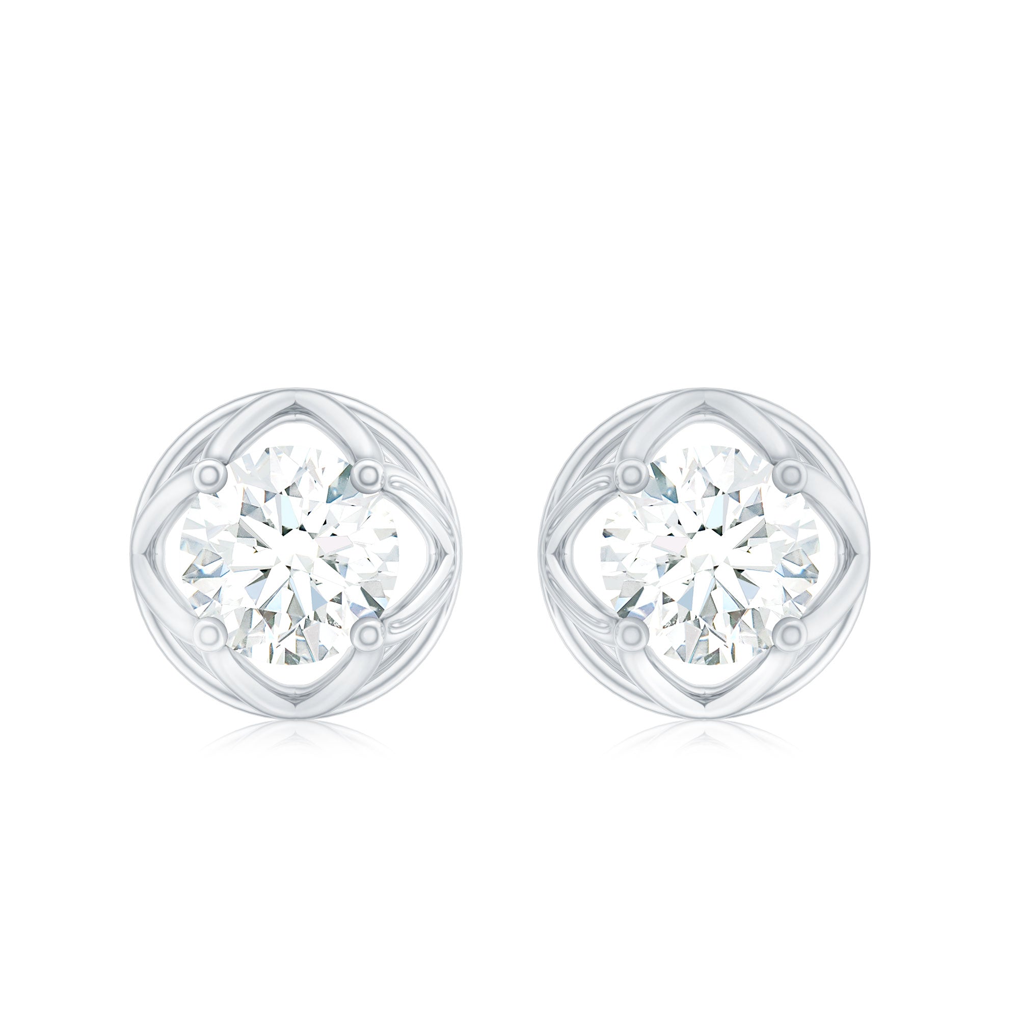 1 CT Solitaire Moissanite Flower Stud Earrings