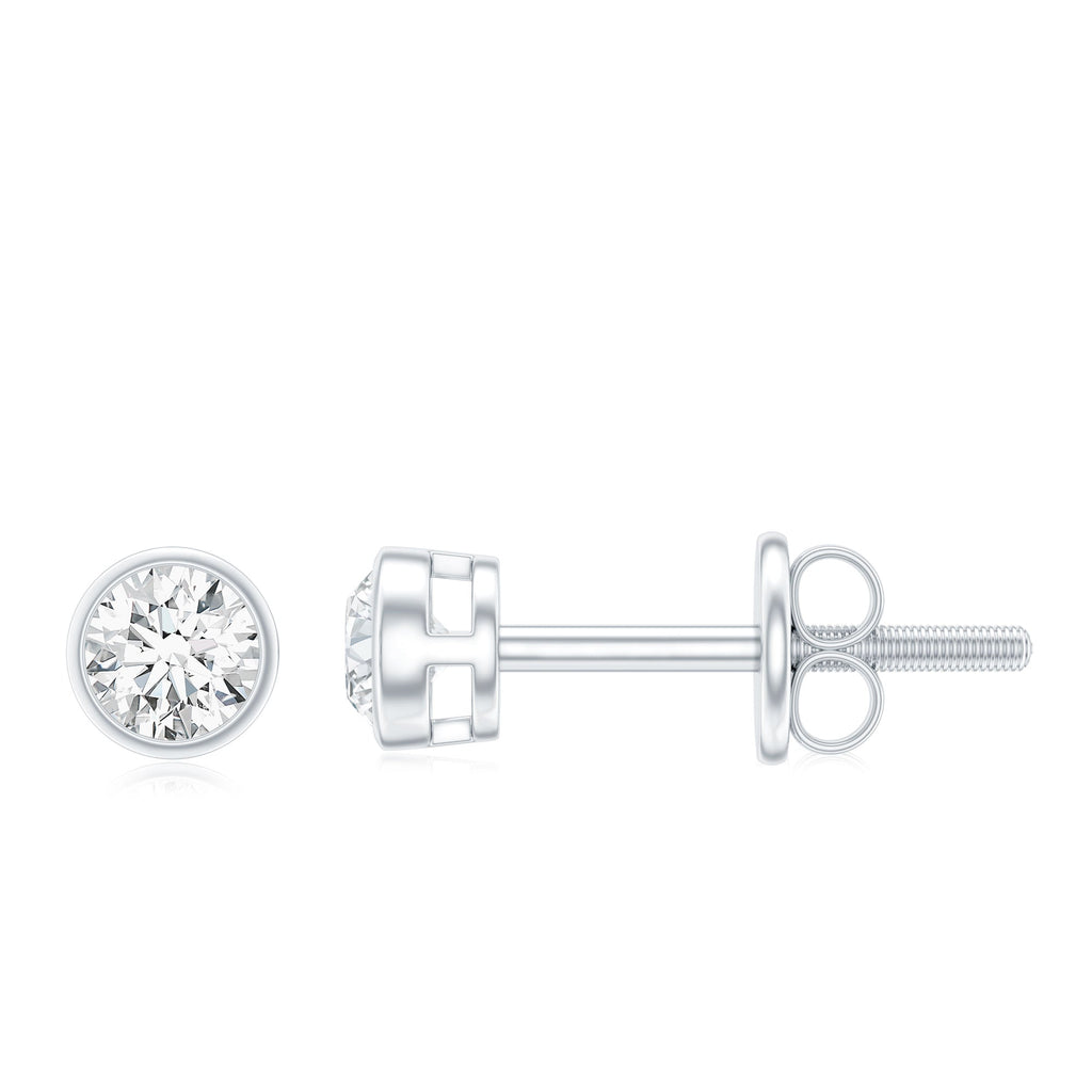 Dainty Solitaire Moissanite Stud Earrings in Bezel Setting