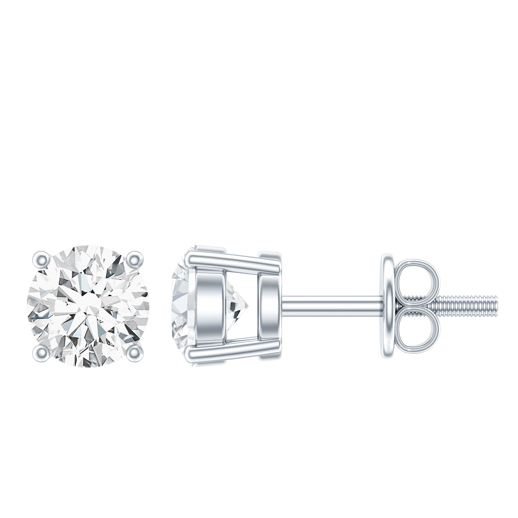 Silver Moissanite 1 Carat Stud Earring