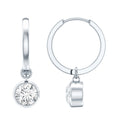 Bezel Set 2 Carat Round Moissanite Drop Hoop Earrings