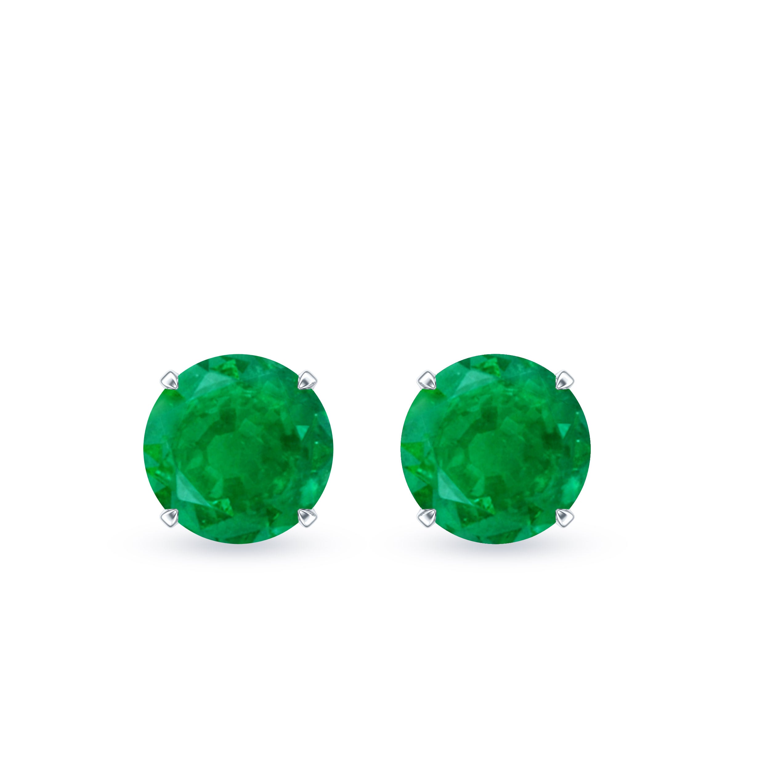 Natural Emerald Stud Earrings with Screw Back