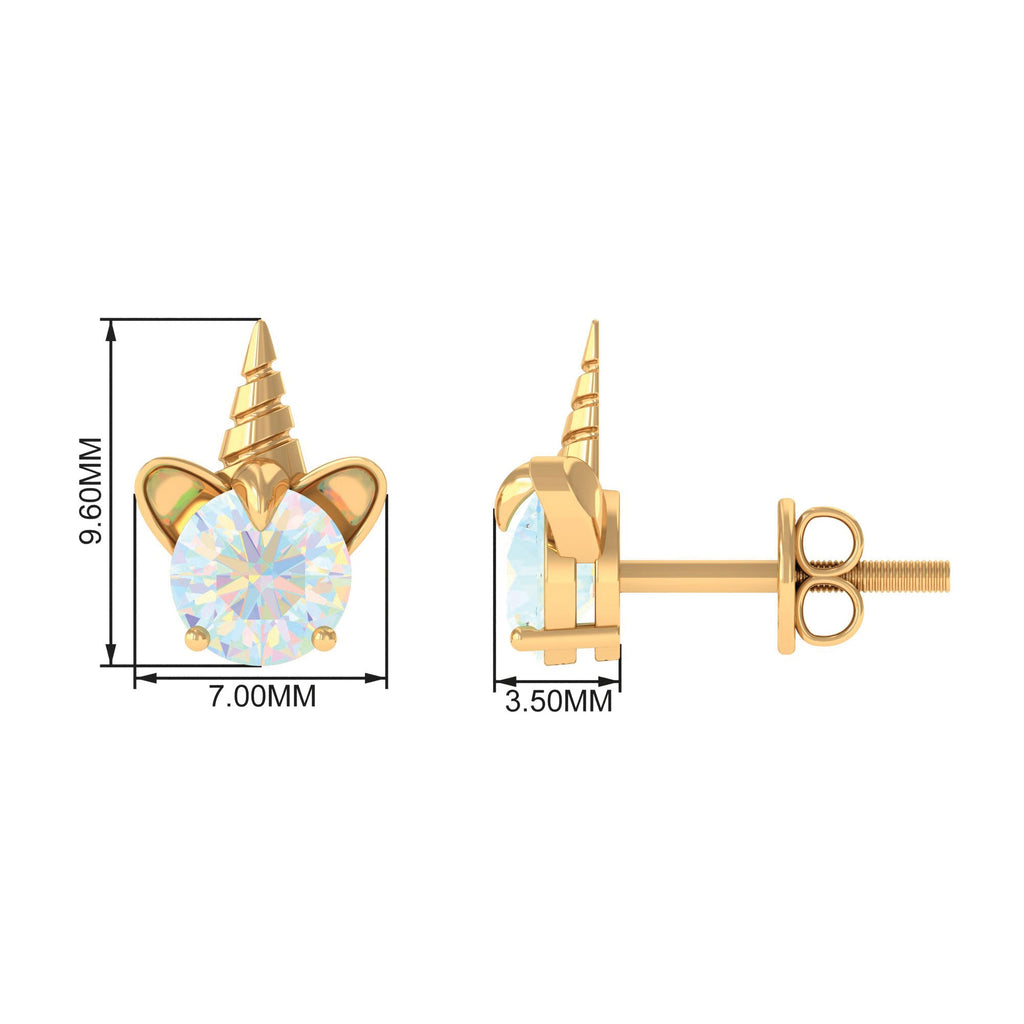 1 Carat Ethiopian Opal Unicorn Stud Earrings for Women