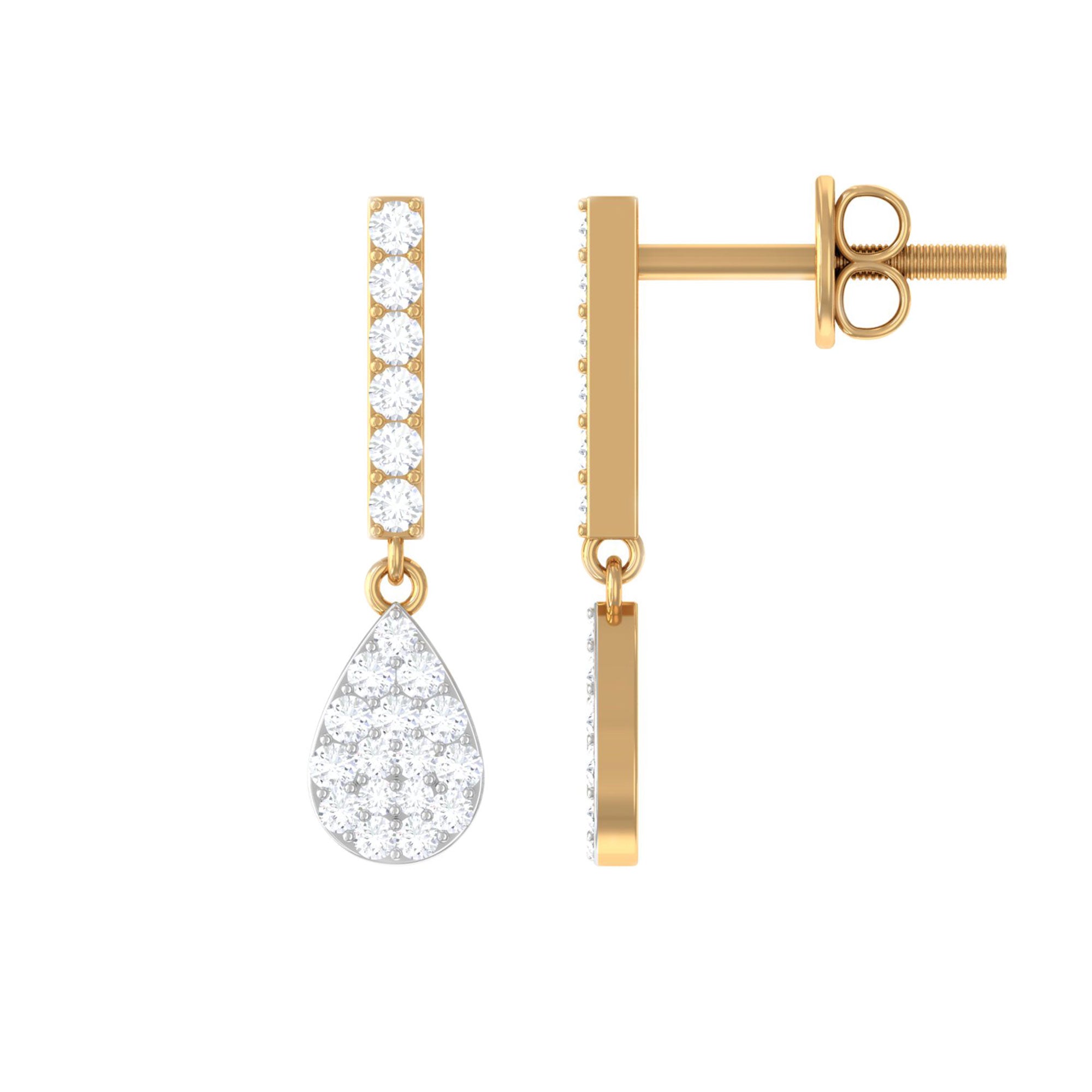 Round Diamond Dangle Drop Earrings