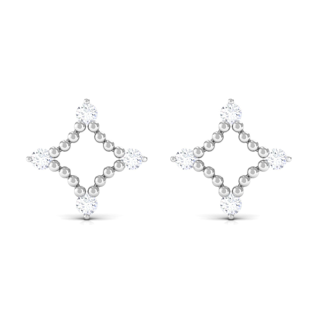 Natural Diamond Contemporary Stud Earring with Beaded