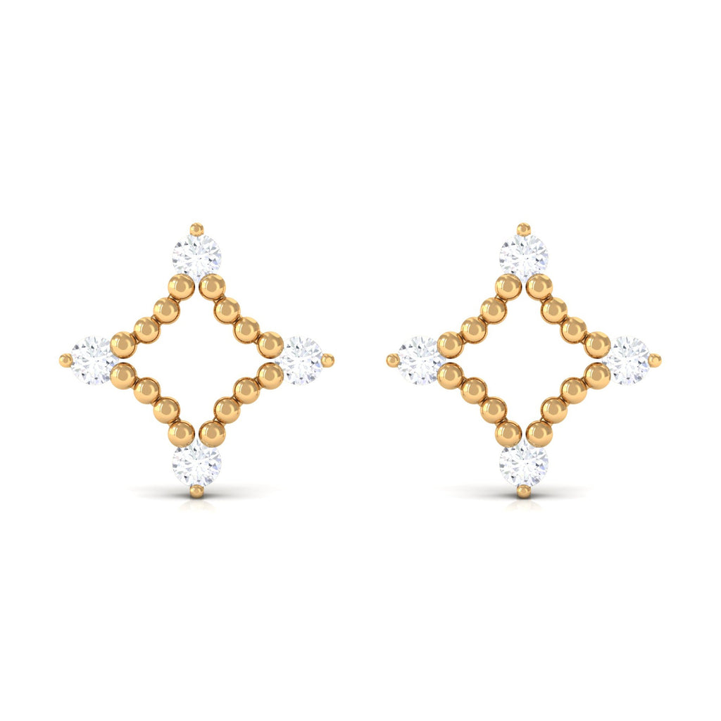 Natural Diamond Contemporary Stud Earring with Beaded