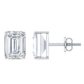 Certified 3.7 Carat Cubic Zirconia Emerald Cut Stud Earrings with Screw Back