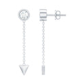 Certified Bezel Set Lab Grown Diamond Long Chain Earrings