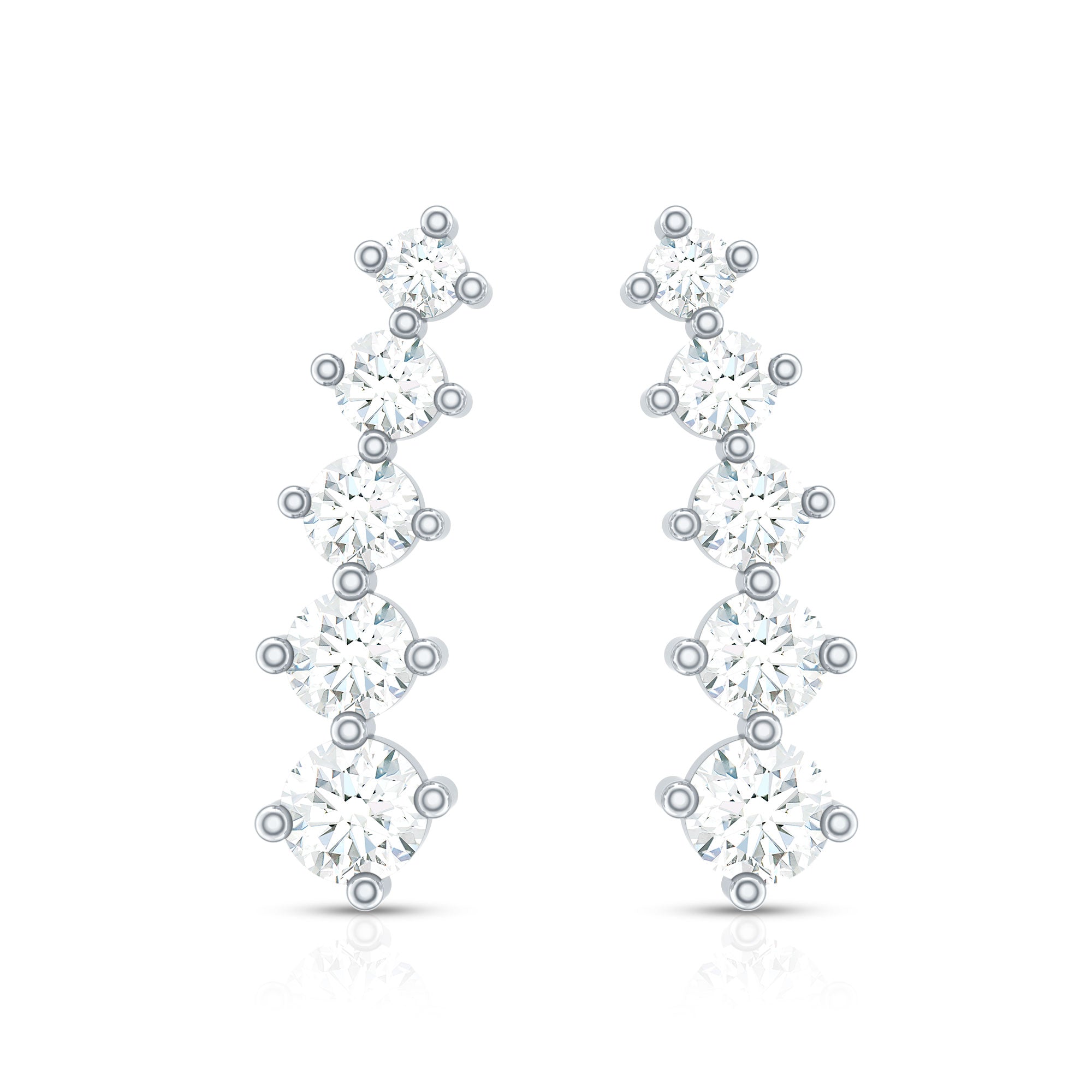 Graduated Style Diamond Climber Earrings