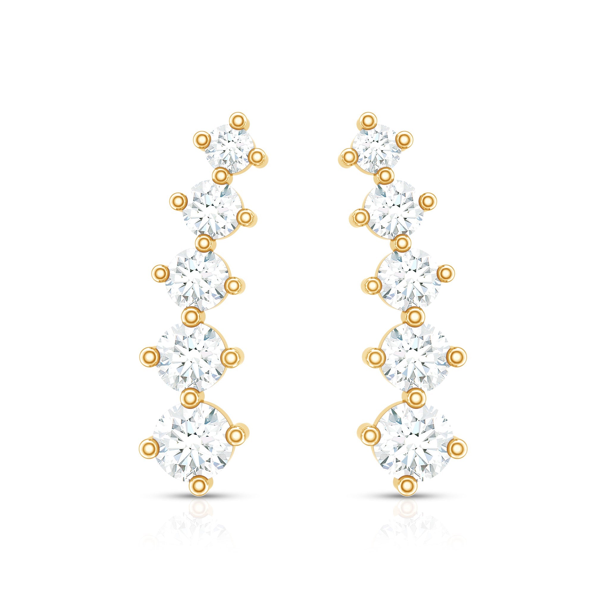 Graduated Style Diamond Climber Earrings