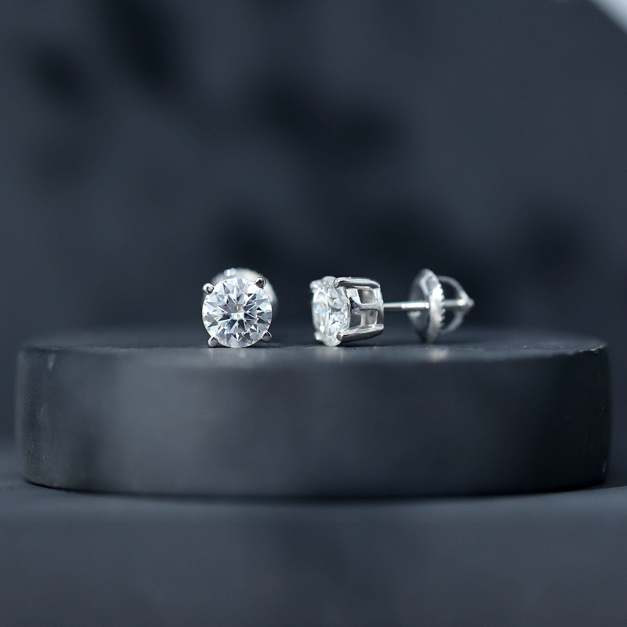 2 Carat Moissanite Solitaire Stud Earrings with Screw Backs