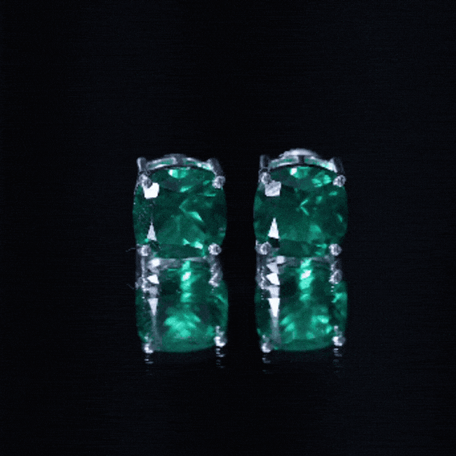 8.5 Carat Cushion Cut Created Emerald Solitaire Stud Earrings