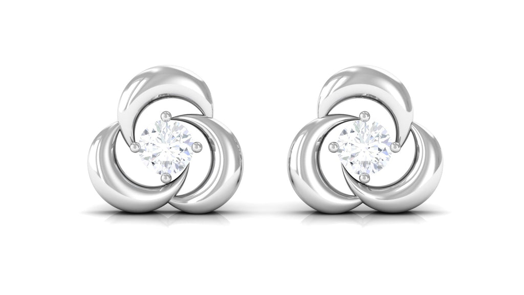 Diamond Swirl Stud Earring with Screw Back