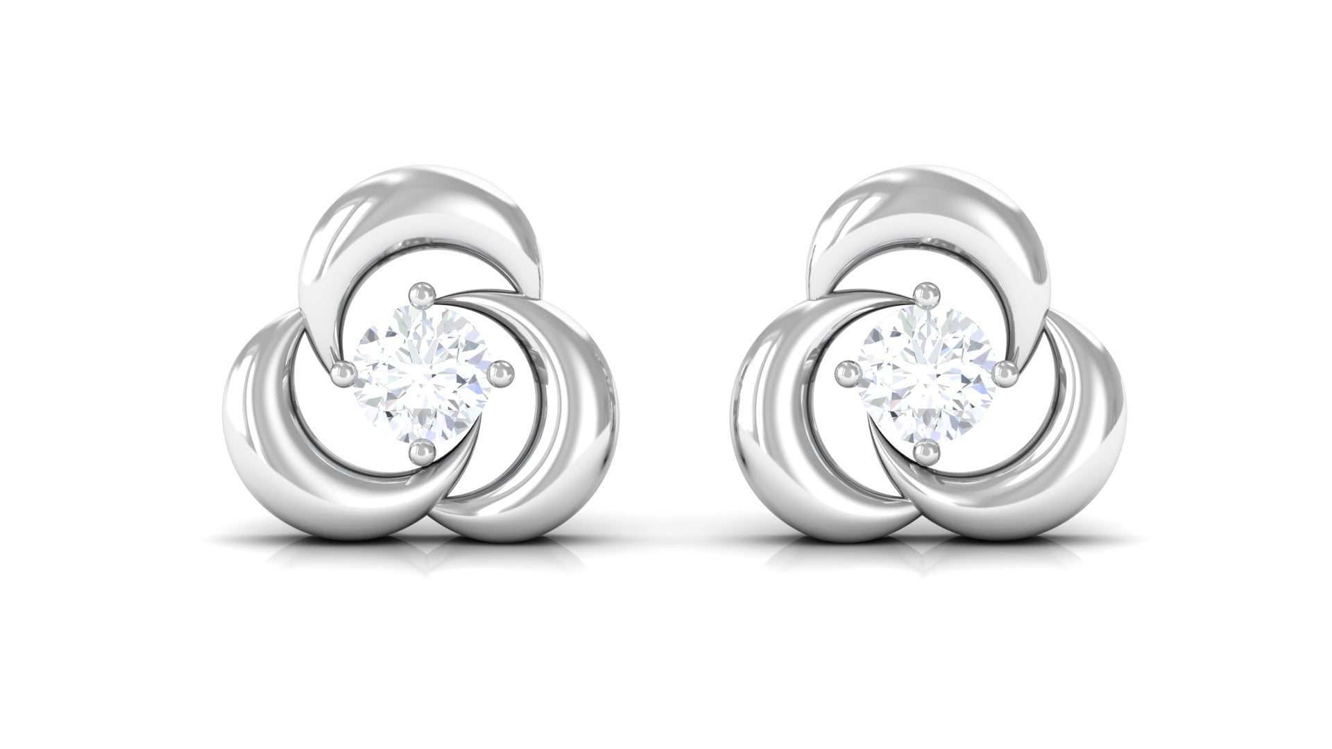 Diamond Swirl Stud Earring with Screw Back