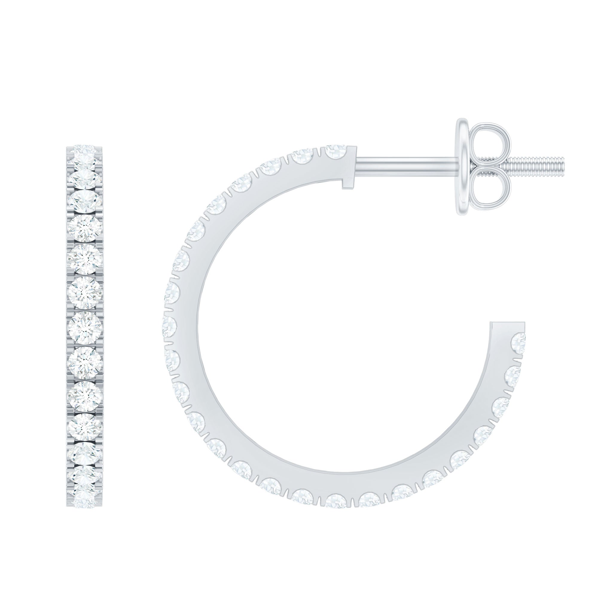 Round Shaped Diamond Hoop Earrings
