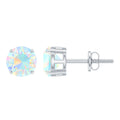 1.6 Carat Solitaire Ethiopian Opal Stud Earrings in Silver