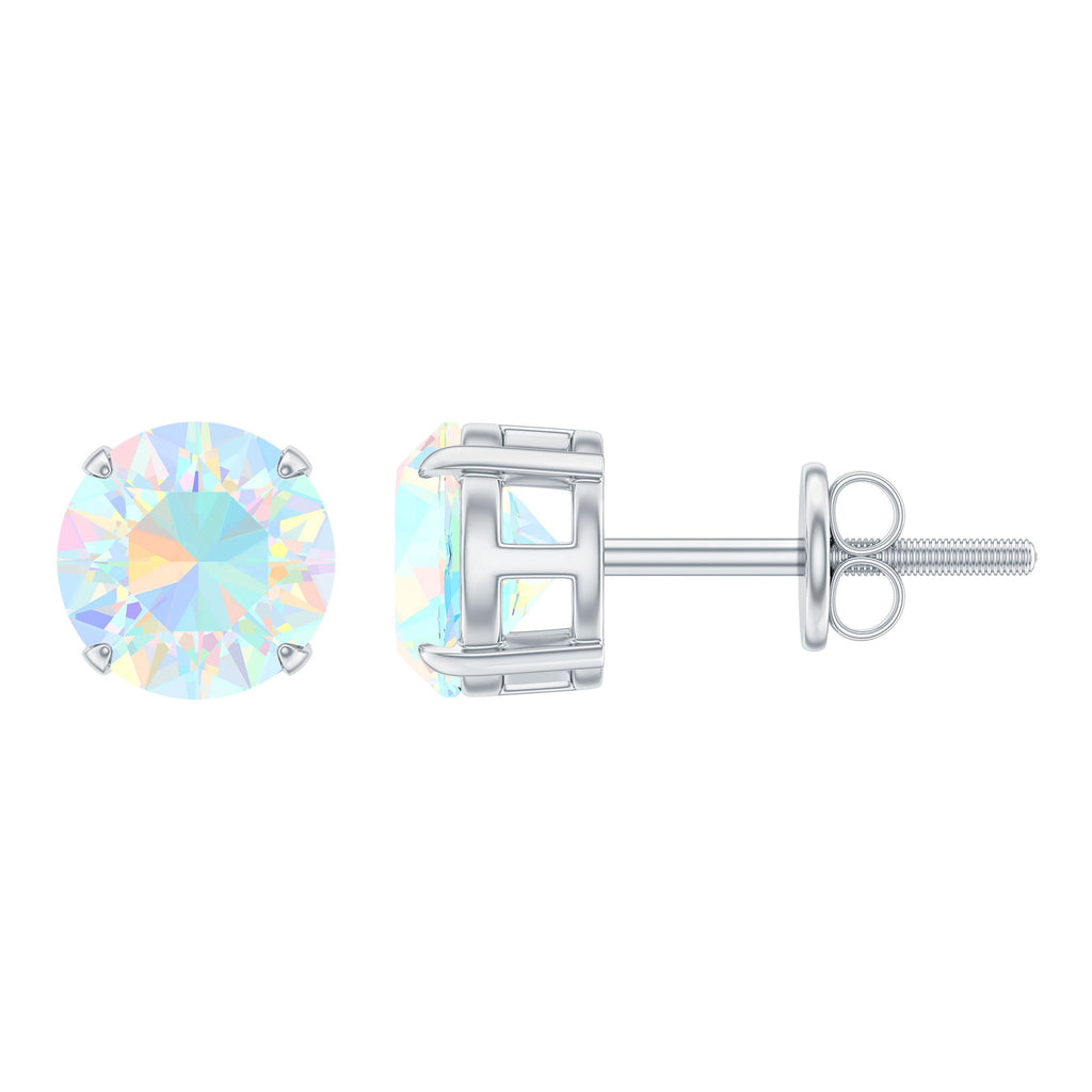October Birthstone Ethiopian Opal Solitaire Stud Earring