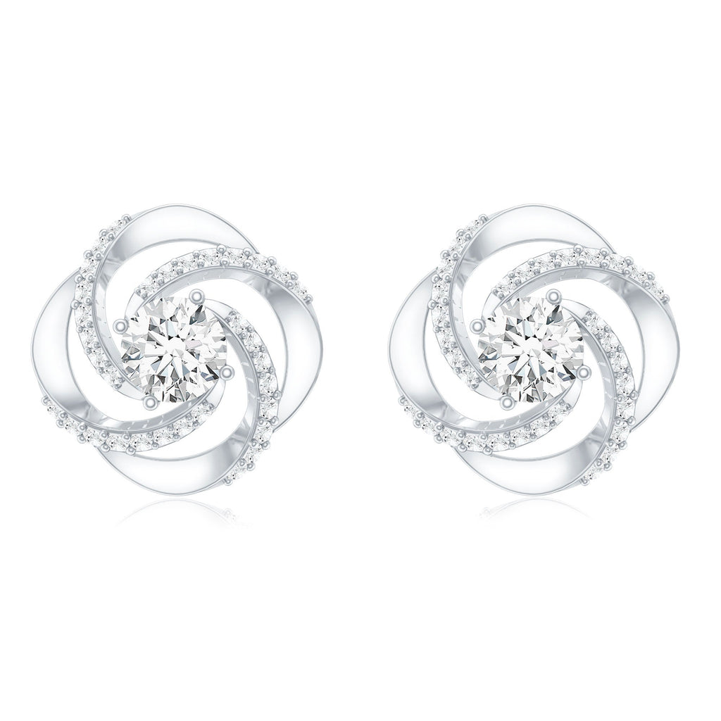 1 CT Round Shape Moissanite Swirl Stud Earrings