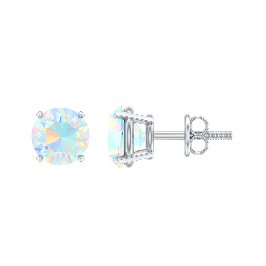 Real Ethiopian Opal Solitaire Stud Earrings