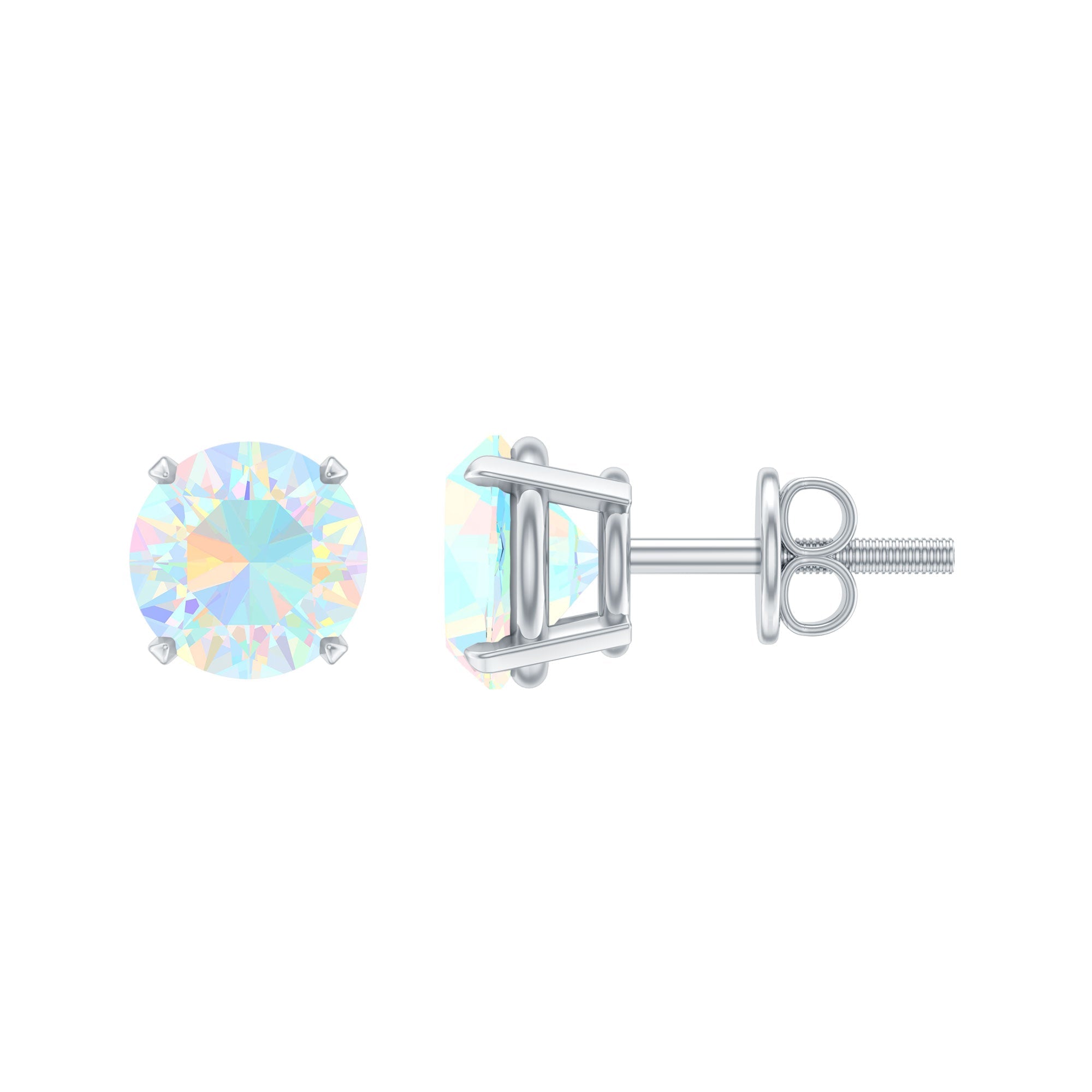 Real Ethiopian Opal Solitaire Stud Earrings