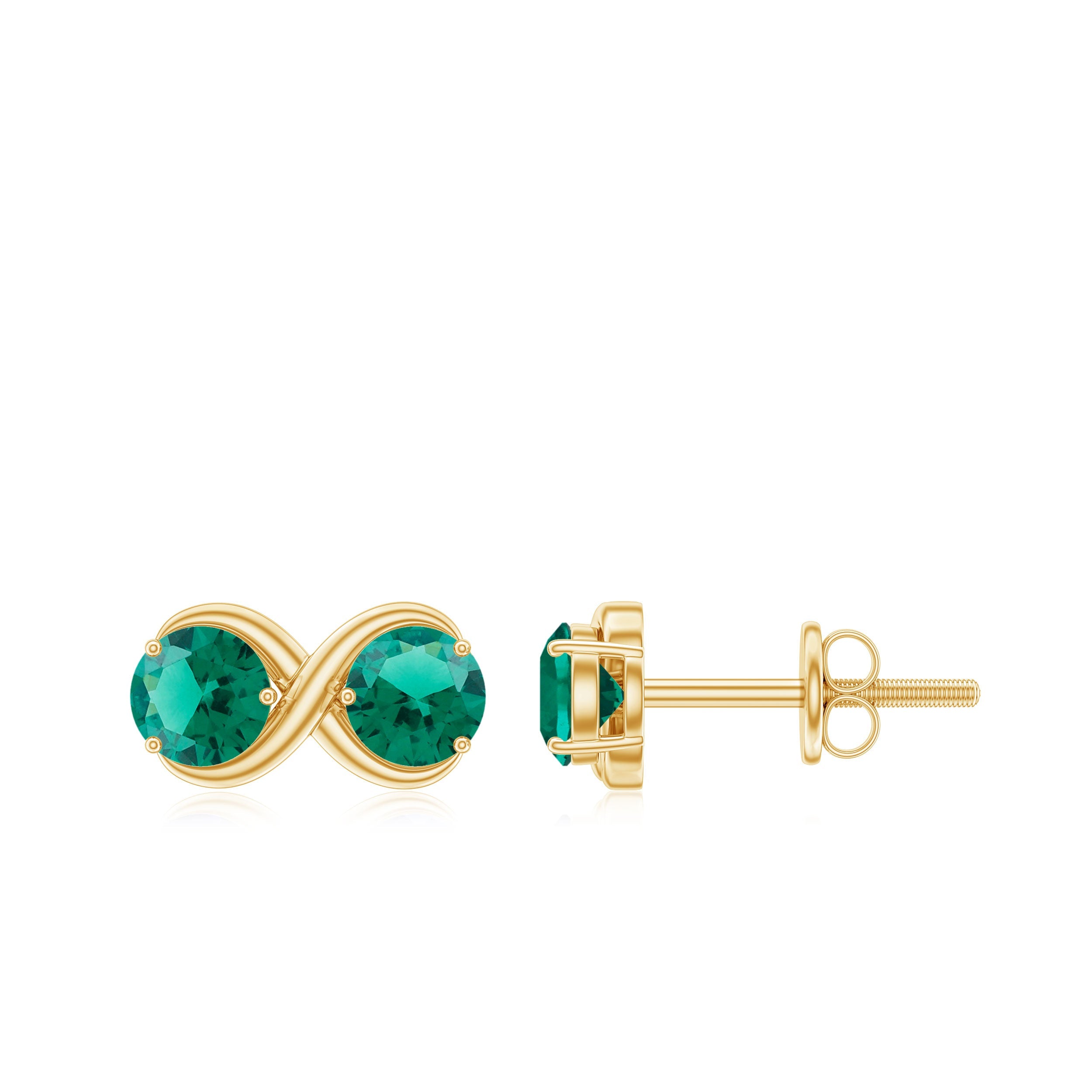 Lab Grown Emerald Infinity Stud Earrings