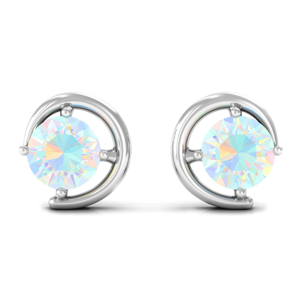 5 MM Prong Set Ethiopian Opal Solitaire Stud Earrings