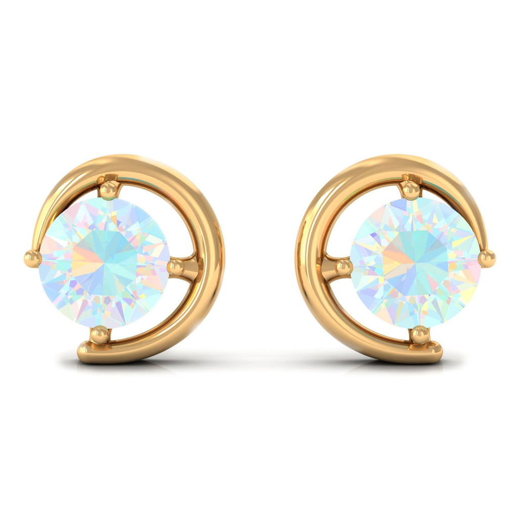 5 MM Prong Set Ethiopian Opal Solitaire Stud Earrings