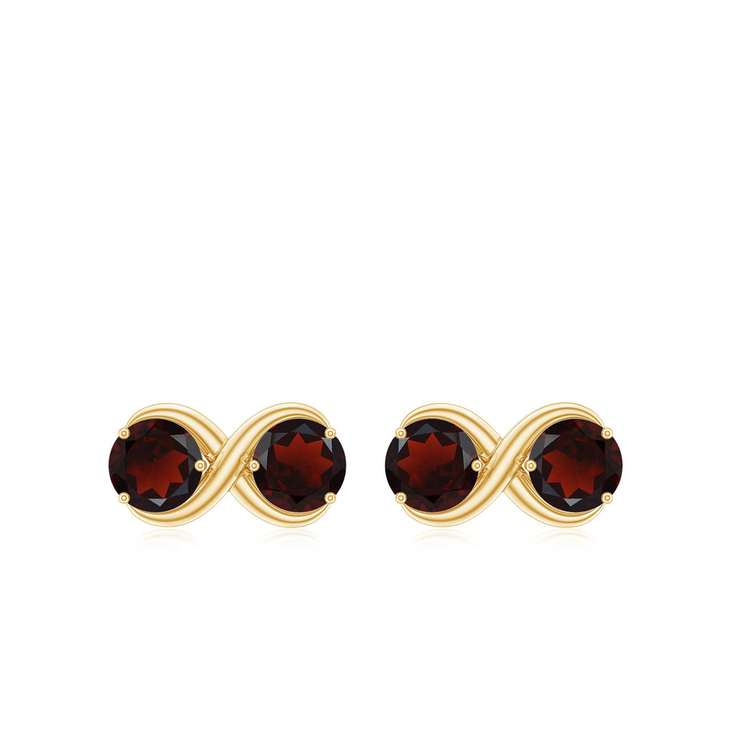 Natural Garnet Infinity Stud Earrings with Screw Backs
