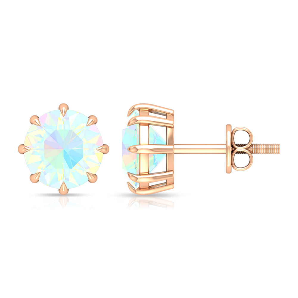 Natural 8mm Rainbow Ethiopian Opal Earrings with Screw Back