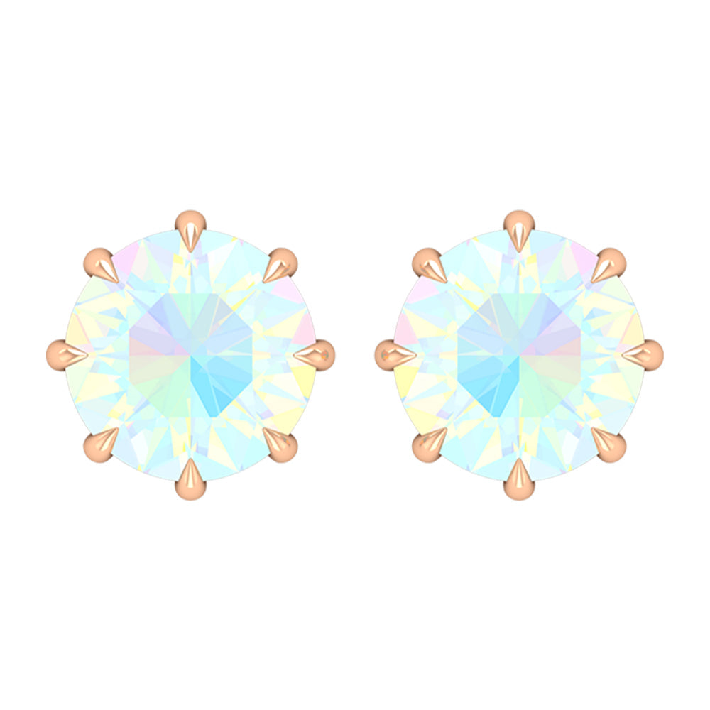 Natural 8mm Rainbow Ethiopian Opal Earrings with Screw Back