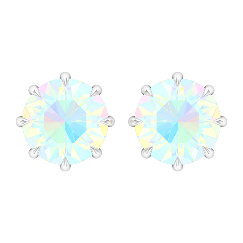 Natural 8mm Rainbow Ethiopian Opal Earrings with Screw Back