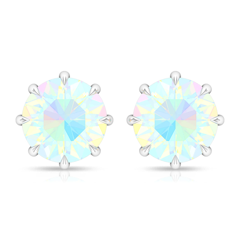 Natural 8mm Rainbow Ethiopian Opal Earrings with Screw Back