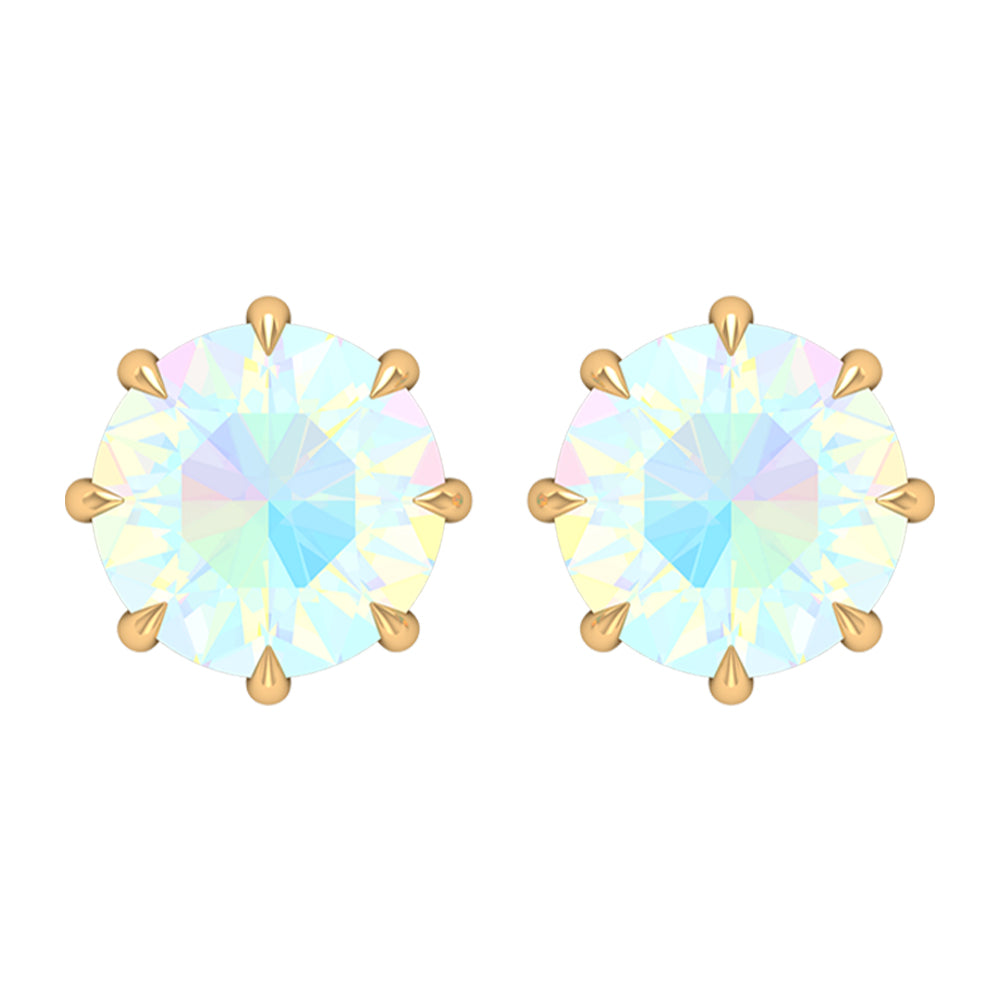 Natural 8mm Rainbow Ethiopian Opal Earrings with Screw Back