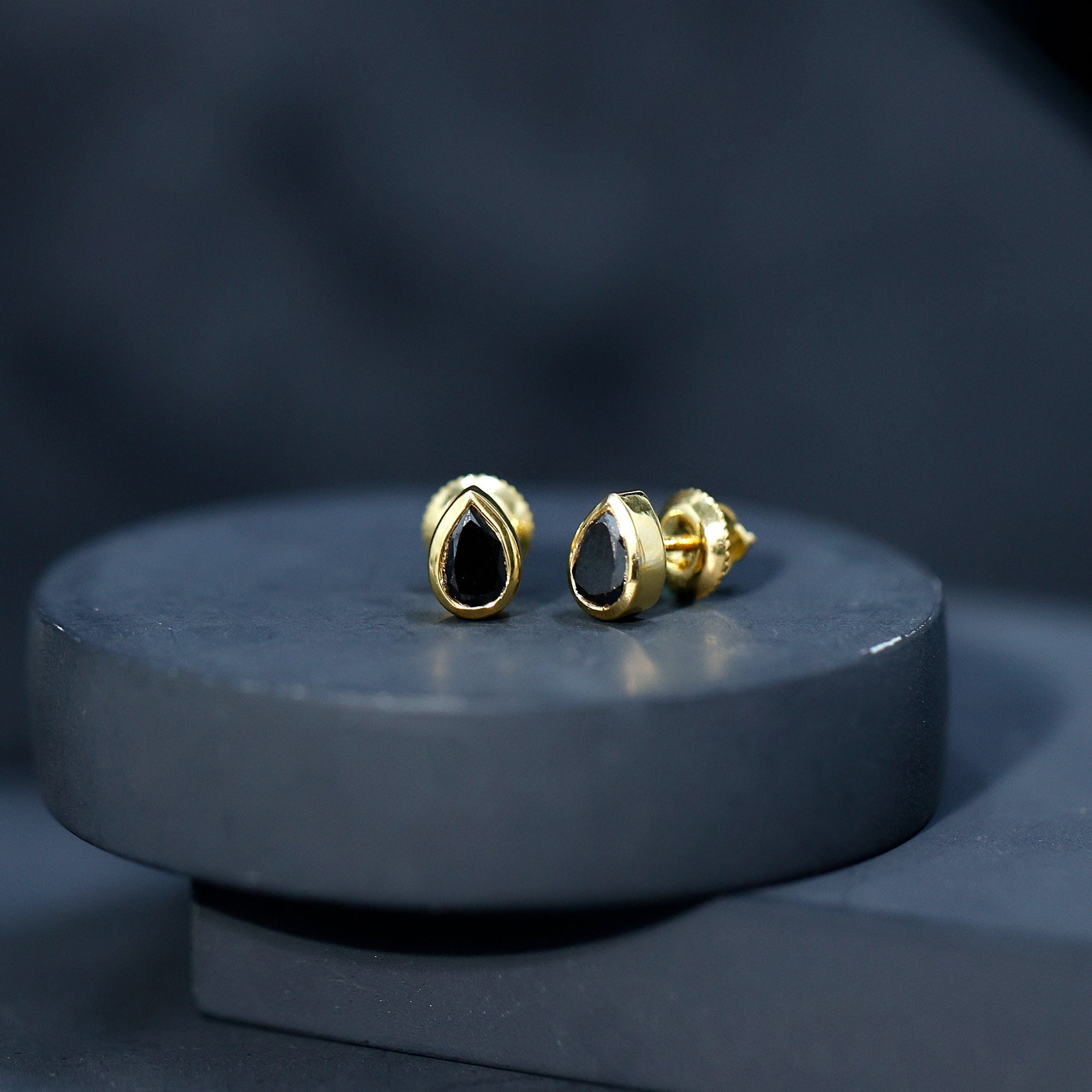 Pear Shaped 1.5 Carat Lab Grown Black Diamond Stud Earrings for Women