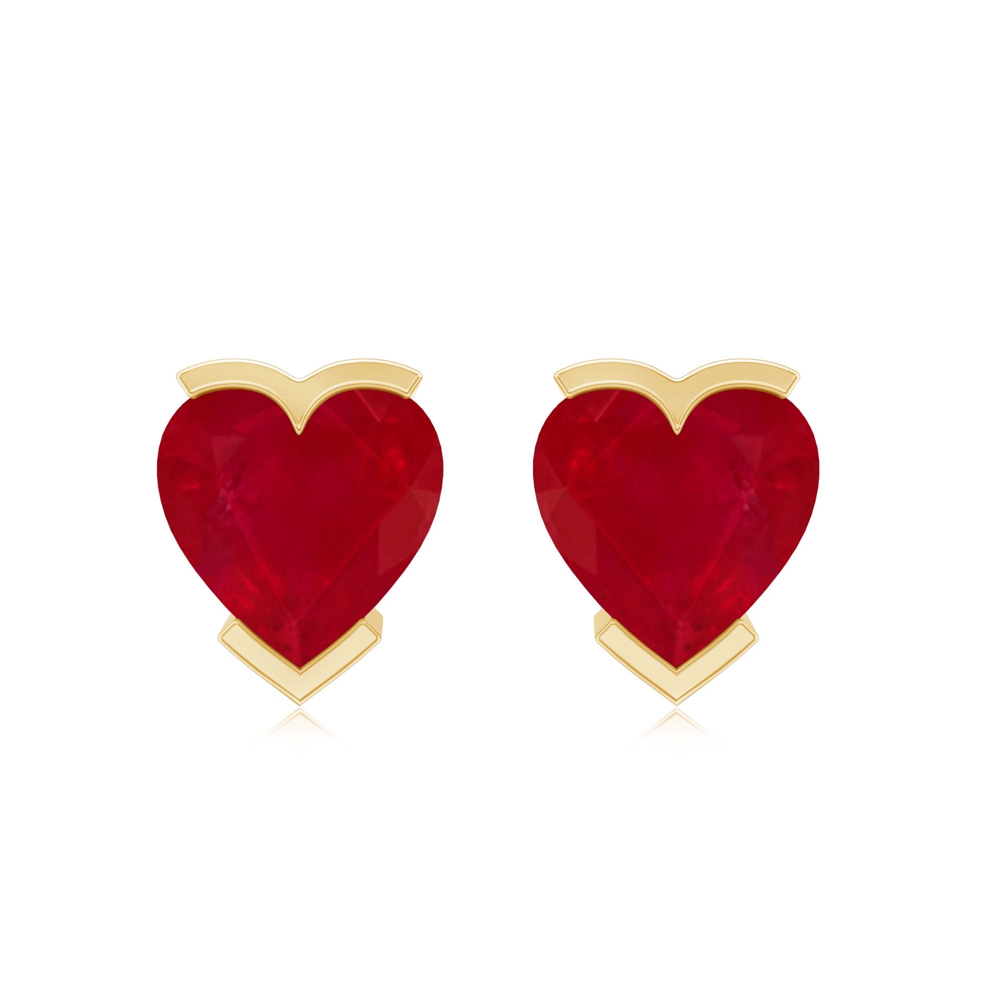 1.3 CT Heart Shape Ruby Solitaire Stud Earrings