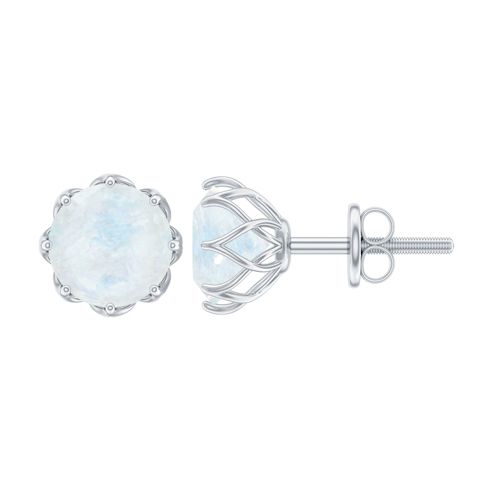 6 MM Decorative Set Moonstone Solitaire Stud Earrings