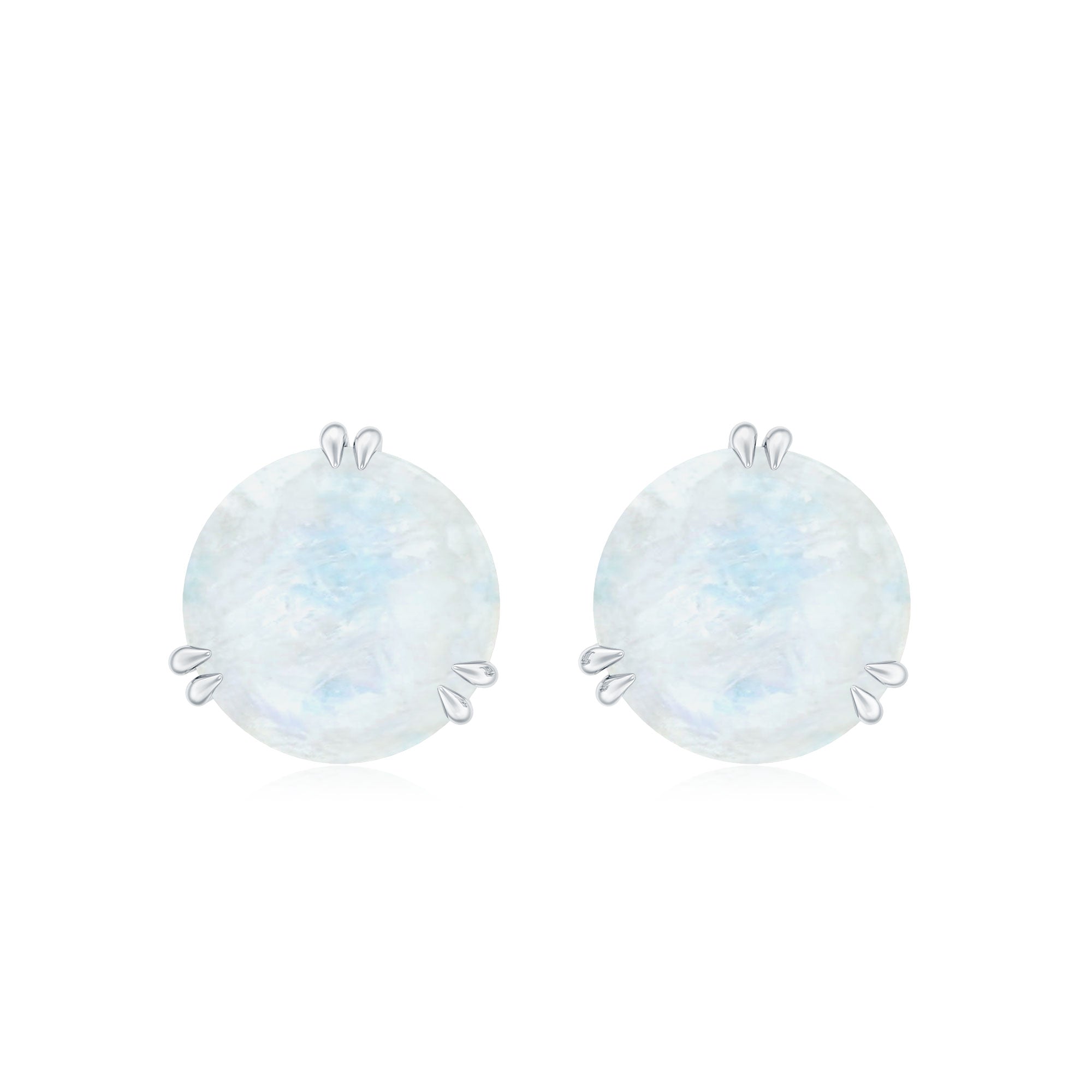 Natural 1.7 Carat Moonstone Stud Earrings with Screw Back