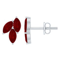 Certified Marquise Shape Ruby Leaf Stud Earrings for Women