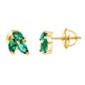 Nature Inspired Lab Created Emerald Stud Earrings in Silver