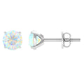 4 Carat Round Cut Ethiopian Opal Solitaire Stud Earrings
