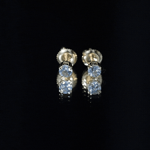 0.5 Carat Genuine Aquamarine Solitaire Stud Earrings in Double Claw Prong Setting