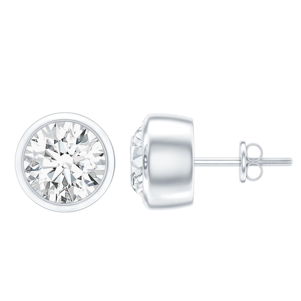 Certified 0.6 Carat Moissanite Stud Earrings in Bezel Setting