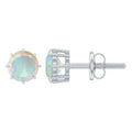 1 Carat Natural Ethiopian Opal Solitaire Stud Earrings